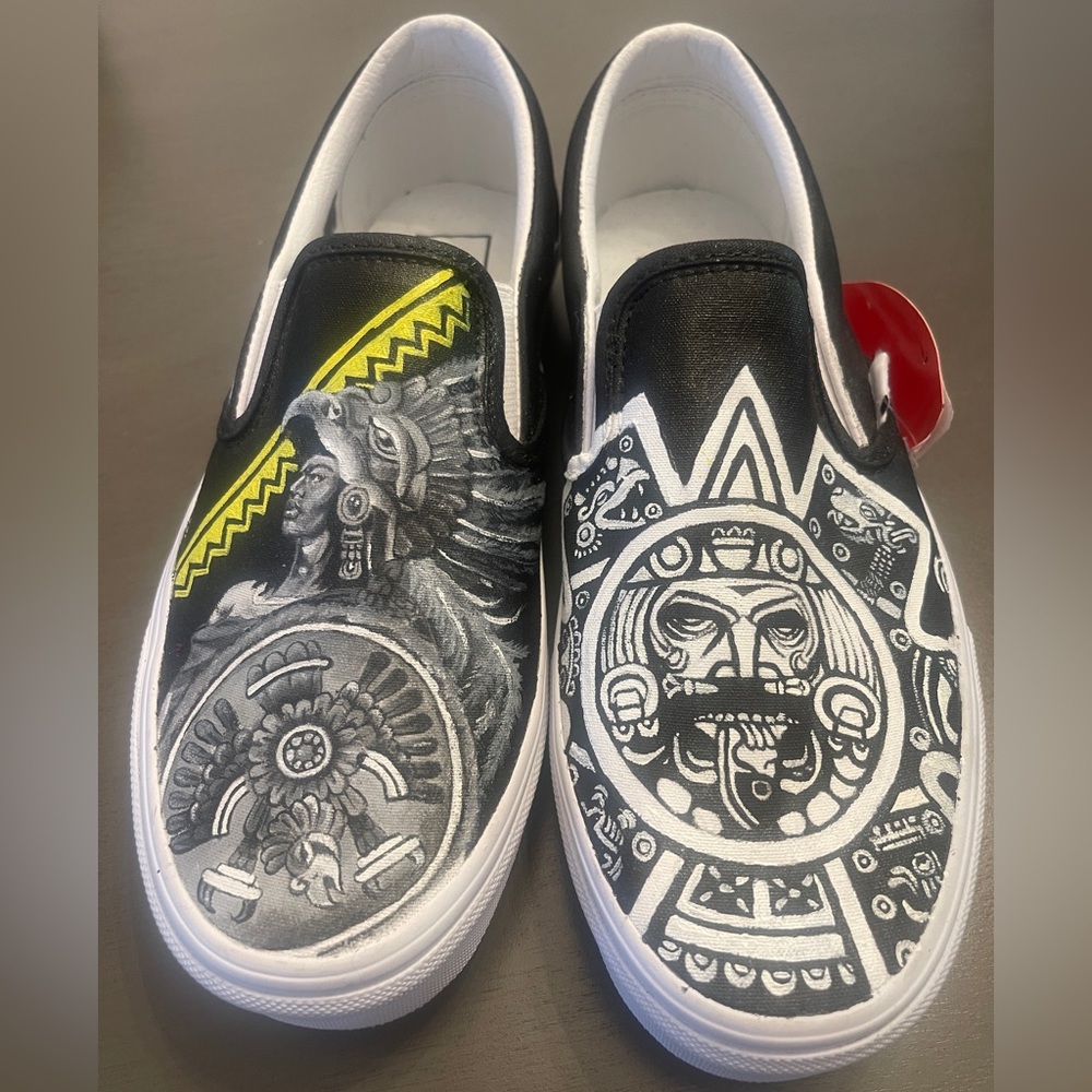 Hand painted Aztec design Vans